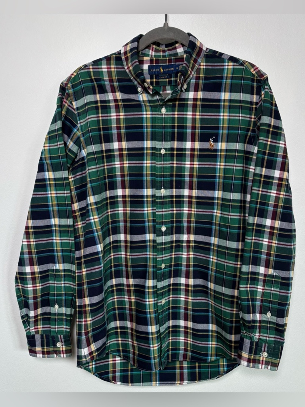 Ralph Lauren Navy and Green Plaid Button-Down Shirt